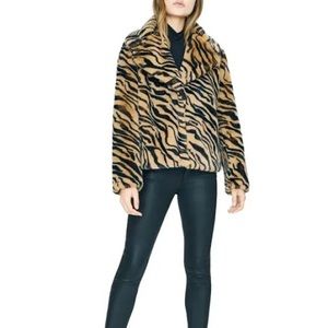 Sanctuary Wild Night Animal Tiger Print Faux Fur Jacket Small